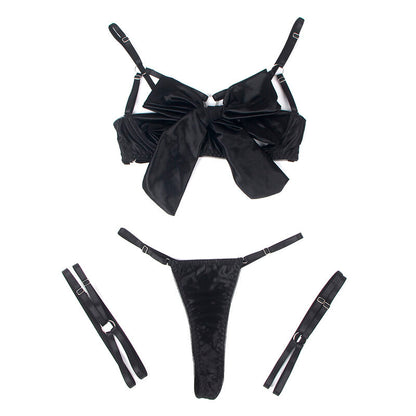 SUBBLIME - 955199 SET ADJUSTABLE BLACK BOW BRA S/M