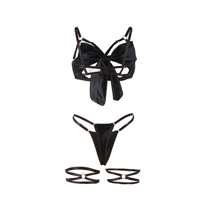 SUBBLIME - 955199 SET ADJUSTABLE BLACK BOW BRA S/M