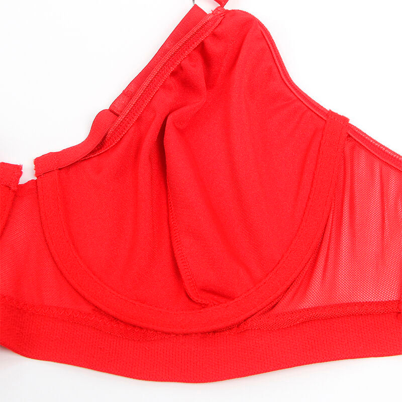 SUBBLIME - 955250 BONDAGE RED BRA WITH GARTER BELT SET S/M