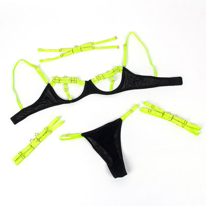 SUBBLIME - 955281 BRA SET WITH COLLAR AND LEG DETAILS FLUORESCENT GREEN L/XL