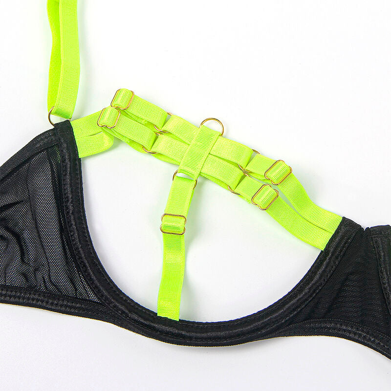 SUBBLIME - 955281 BRA SET WITH COLLAR AND LEG DETAILS FLUORESCENT GREEN L/XL