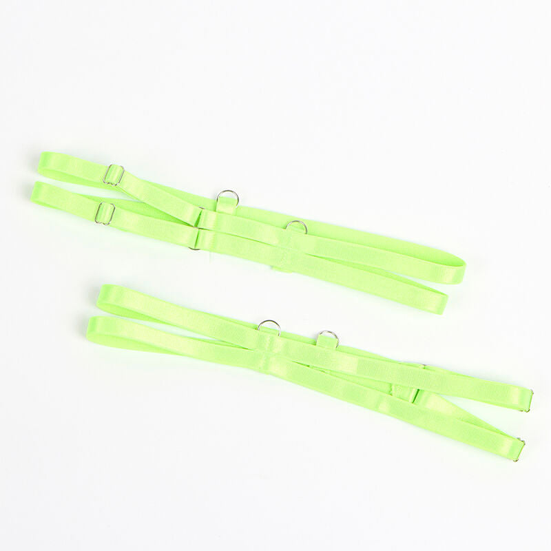 SUBBLIME - 955311 LACE BRA AND GARTER SET GREEN AND BLUE S/M