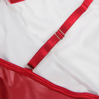 SUBBLIME - 955403 BURGUNDY LEATHER STRAPS DRESS L/XL