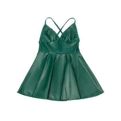 SUBBLIME - 955441 GREEN LEATHER STRAPS DRESS L/XL