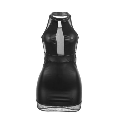 SUBBLIME - 955472 HALTER NECK DRESS WITH SHEER DETAILS BLACK S/M