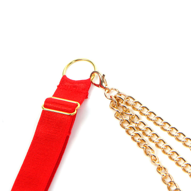 SUBBLIME - 955526 CONJUNTO SUTIÃ COM CORRENTES E CORAÇÃO DE REDE VERMELHO L/XL