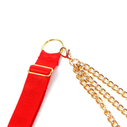 SUBBLIME - 955526 CONJUNTO SUTIÃ COM CORRENTES E CORAÇÃO DE REDE VERMELHO L/XL