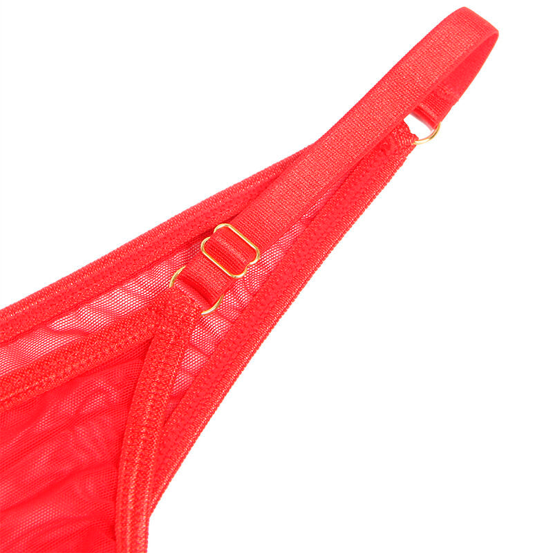 SUBBLIME - 955526 CONJUNTO SUTIÃ COM CORRENTES E CORAÇÃO DE REDE VERMELHO L/XL