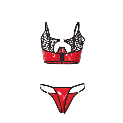 SUBBLIME - 955540 CONJUNTO SUJETADOR CON CREMALLERA DE MALLA DE CHAROL ROJO L/XL