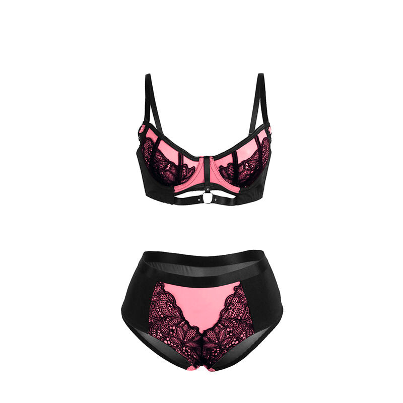 SUBBLIME - 955588 PINK PATENT MESH ZIP-UP BRA SET L/XL