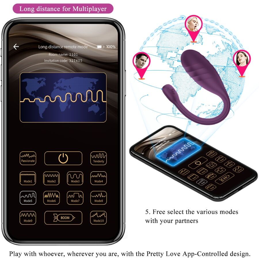 PRETTY LOVE - LEVIATHAN APP-CONTROLLED VIBRATOR PURPLE