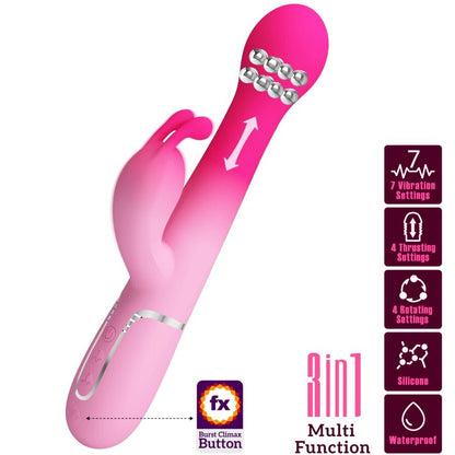 PRETTY LOVE - DEJON RABBIT 3 IN 1 MULTIFUNCTION VIBRATOR PINK