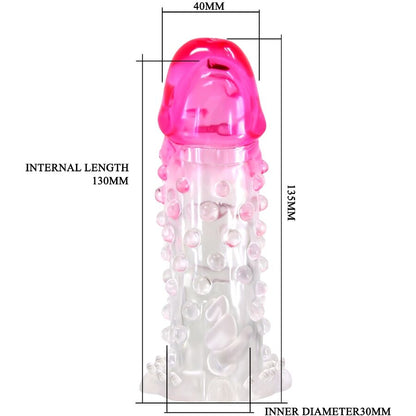 PRETTY LOVE - WILFORD FUNDA REALÍSTICA ALARGADORA CON RELIEVE PARA PENE ROSA