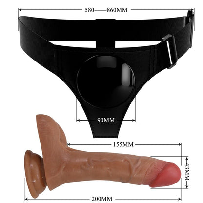 PRETTY LOVE - UNIVERSAL HARNESS BRIEFS WITH VIBRATING AND SQUIRTING DILDO 15.5 CM MULATTO