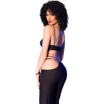 CHILIROSE - CR 4851 SET TOP Y LEGGINS CON COMPLEMENTOS DORADOS