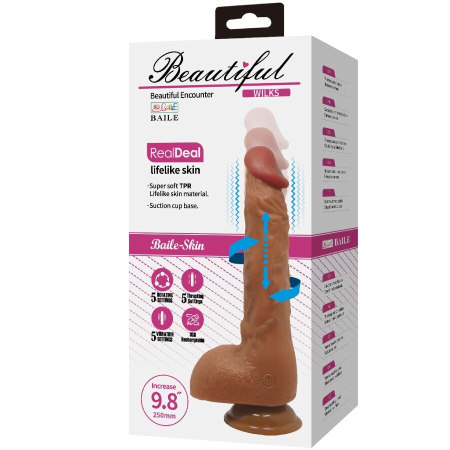 DANCE - BEAUTIFUL WILKS REALISTIC VIBRATOR WITH 5 SETTINGS 25 CM MULATTO