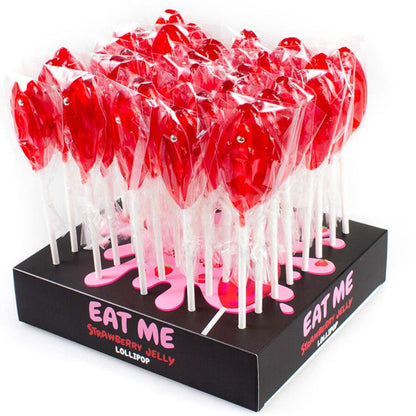 SECRETPLAY - ASSORTED DISPLAY OF STRAWBERRY VAGINA LOLLIPOPS, 40 UNITS
