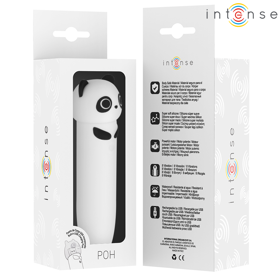 INTENSE - POH USB RECHARGEABLE PANDA VIBRATING BULLET 10 X 2.2 CM