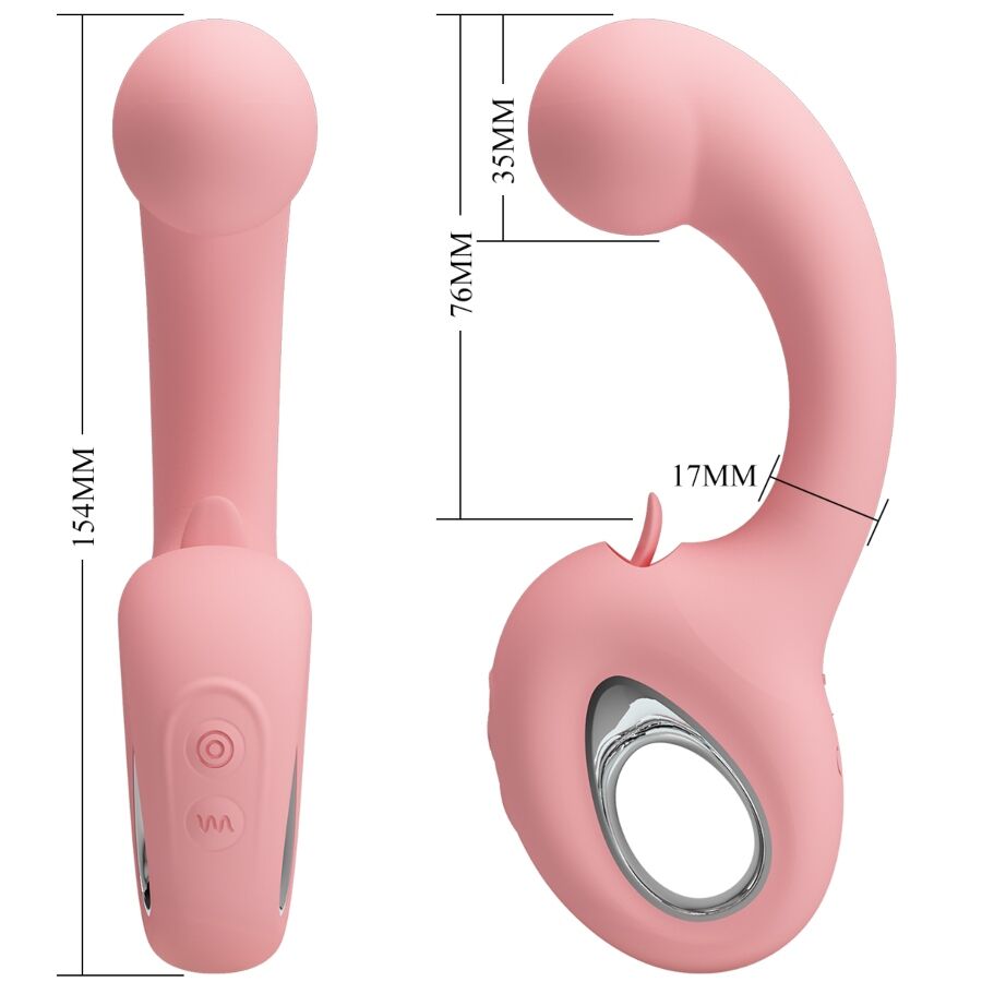 PRETTY LOVE - ERYNNYES G-SPOT VIBRATOR + CLITORAL STIMULATOR 10 VIBRATIONS PINK