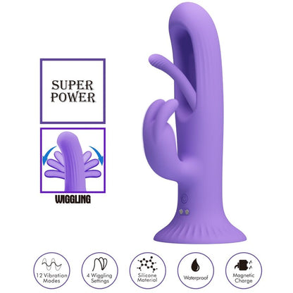 PRETTY LOVE - KILLMOULIS VIBRADOR RABBIT 12 MODOS DE VIBRACIÓN MORADO