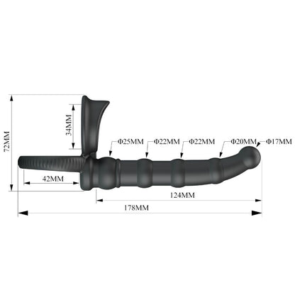 PRETTY LOVE - TATUM ANILLO VIBRADOR PENE CON PLUG 10 VIBRACIONES NEGRO