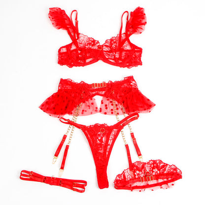 SUBBLIME - 957513 CONJUNTO SUJETADOR Y LIGA DE ENCAJE ROJO L/XL