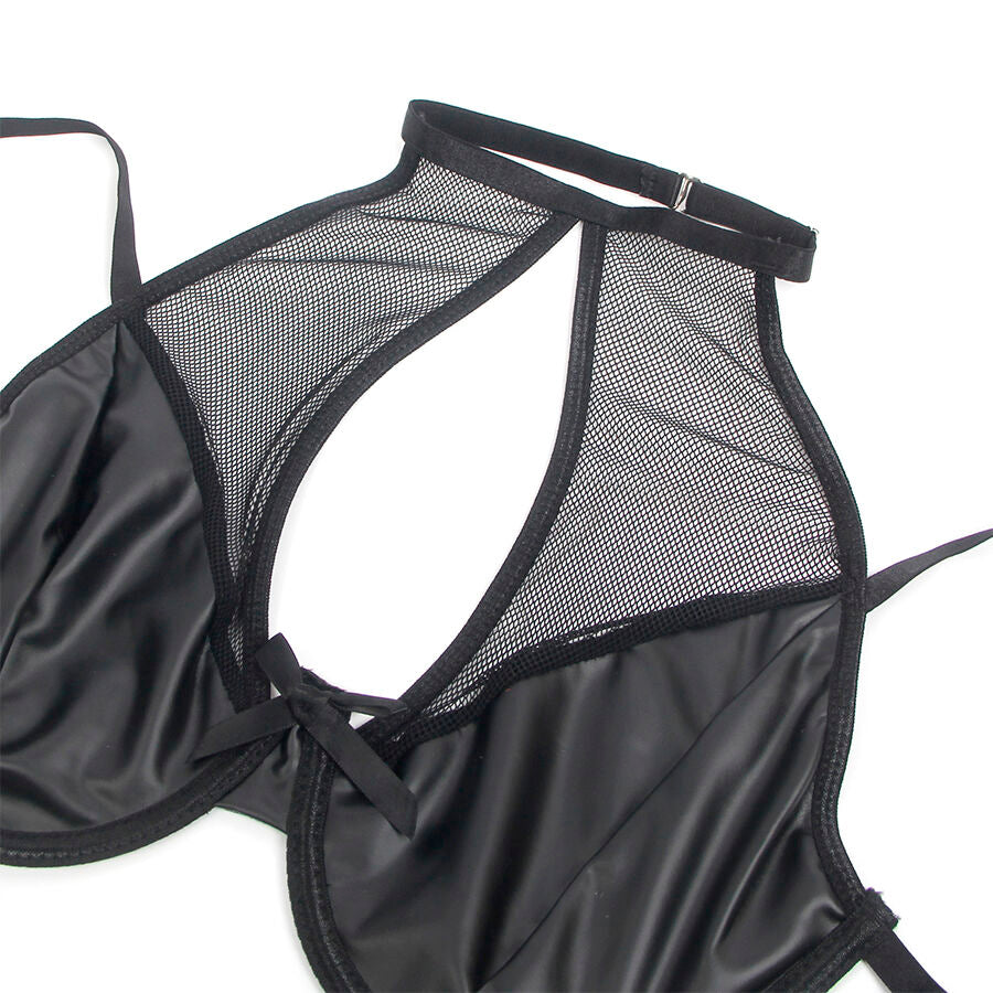 SUBBLIME - 957582 CONJUNTO SUJETADOR Y FALDA DE CUERO NEGRO S/M