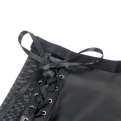 SUBBLIME - 957582 CONJUNTO SUJETADOR Y FALDA DE CUERO NEGRO S/M