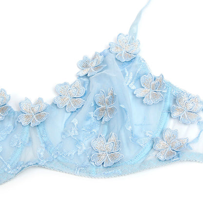 SUBBLIME - 957629 CONJUNTO SUJETADOR Y PANTIES CON BORDADOS DE FLORES CELESTE