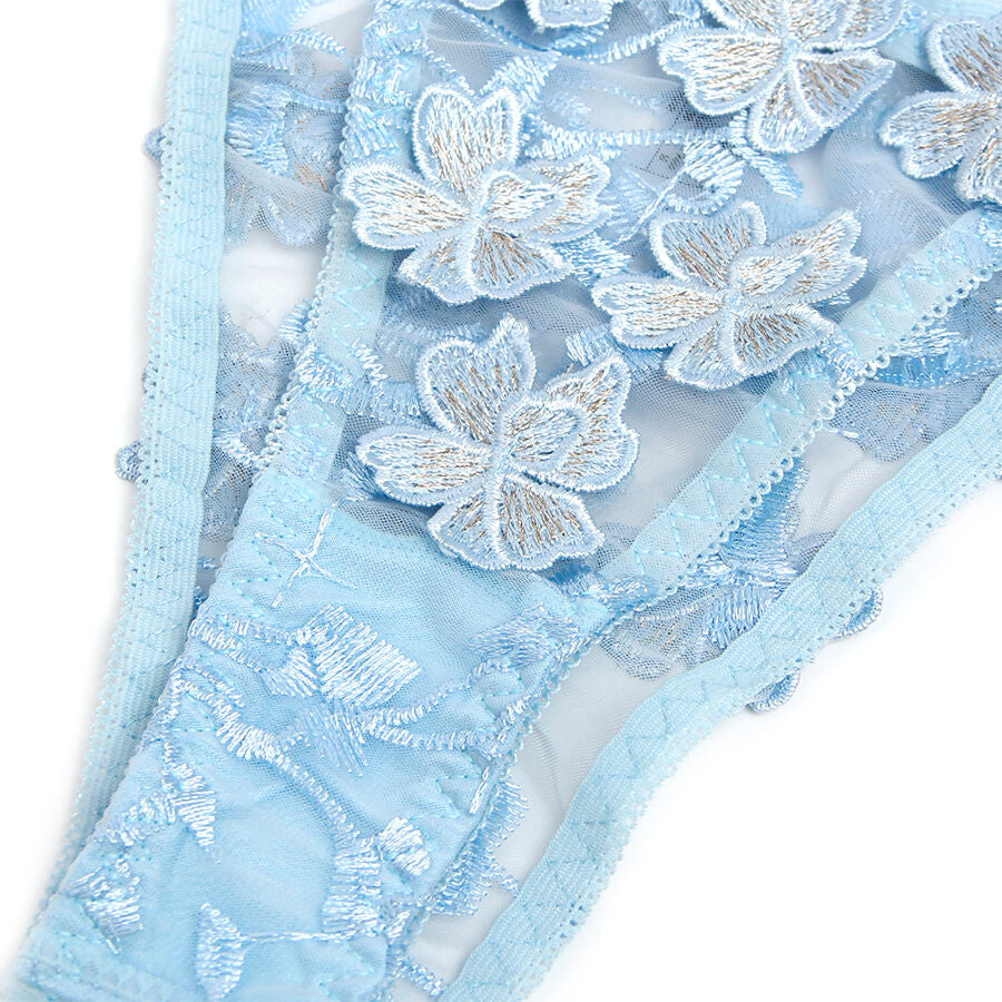 SUBBLIME - 957636 CONJUNTO SUJETADOR Y PANTIES CON BORDADOS DE FLORES CELESTE L/XL
