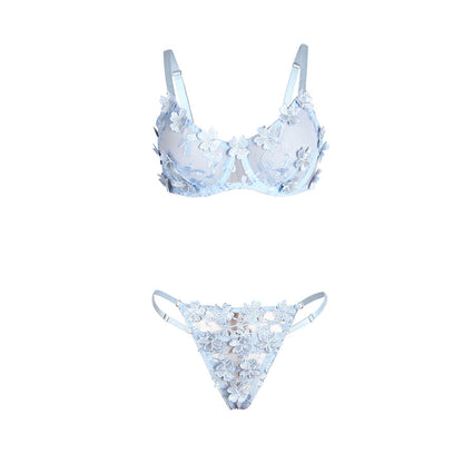 SUBBLIME - 957629 CONJUNTO SUJETADOR Y PANTIES CON BORDADOS DE FLORES CELESTE