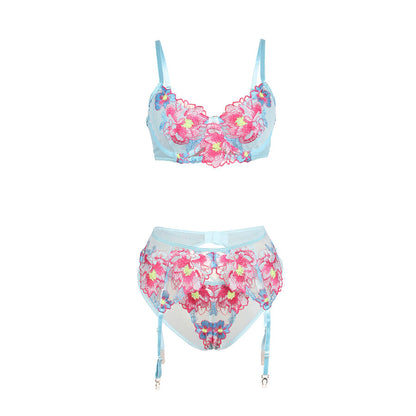 SUBBLIME - 957643 CONJUNTO SUJETADOR Y LIGUERO CON BORDADOS DE FLORES ROSAS