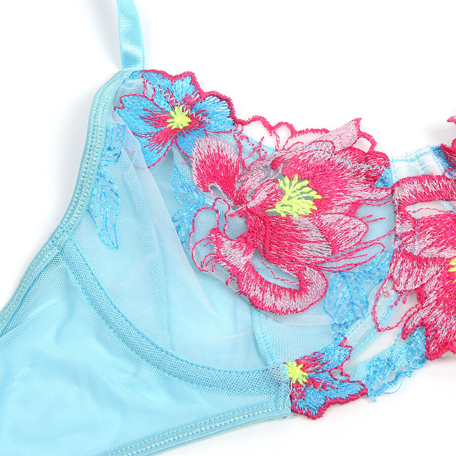 SUBBLIME - 957643 CONJUNTO SUJETADOR Y LIGUERO CON BORDADOS DE FLORES ROSAS