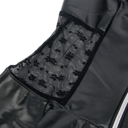 SUBBLIME - 957704 VESTIDO DE CUERO CON CREMALLERA Y ENCAJE NEGRO S/M