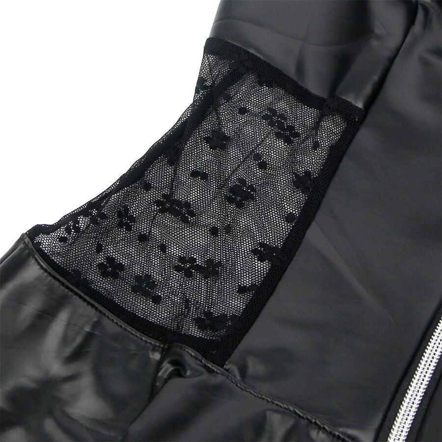 SUBBLIME - 957711 VESTIDO DE CUERO CON CREMALLERA Y ENCAJE NEGRO L/XL