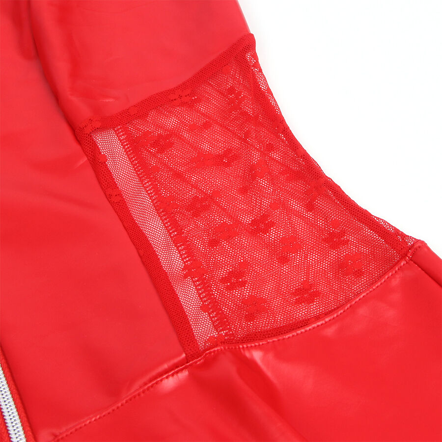 SUBBLIME - 957728 VESTIDO DE CUERO CON CREMALLERA Y ENCAJE ROJO S/M