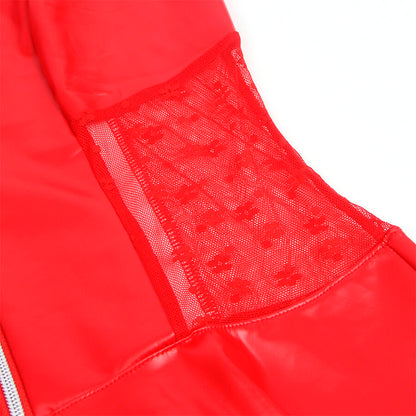 SUBBLIME - 957728 VESTIDO DE CUERO CON CREMALLERA Y ENCAJE ROJO S/M