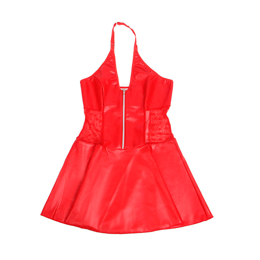 SUBBLIME - 957735 VESTIDO DE CUERO CON CREMALLERA Y ENCAJE ROJO L/XL