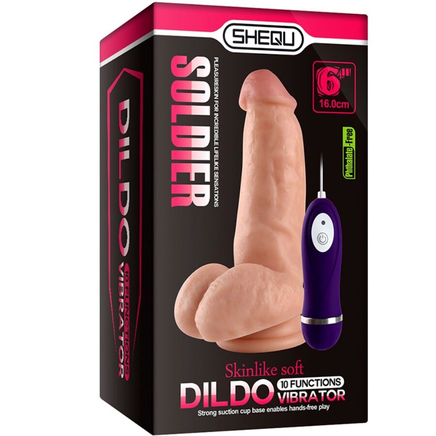 SHEQU - SOLDIER VIBRATING DILDO WITH REMOTE CONTROL 16 CM