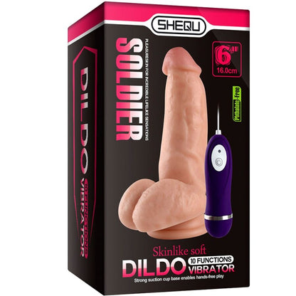 SHEQU - SOLDIER VIBRATING DILDO WITH REMOTE CONTROL 16 CM
