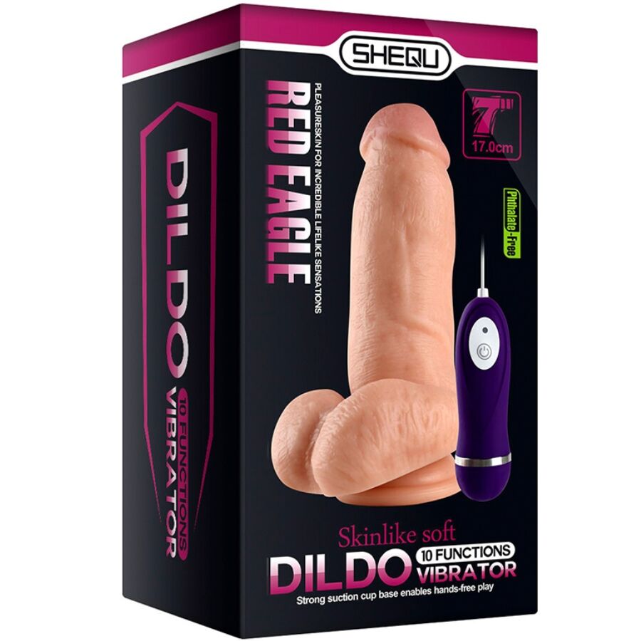 SHEQU - RED EAGLE DILDO VIBRADOR COM CONTROLO REMOTO 17 CM