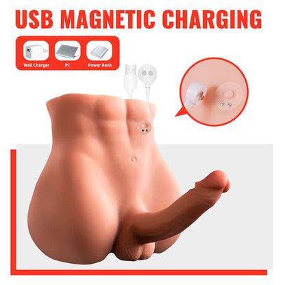 XISE - BERTLETT DILDO ASS MASTURBADOR DILDO Y ANO REALÍSTICO POSICIÓN FRONTAL CON THRUSTING 18 CM