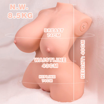 Xise - torso realista de empuxo minúsculo com vibração feminina 40 cm
