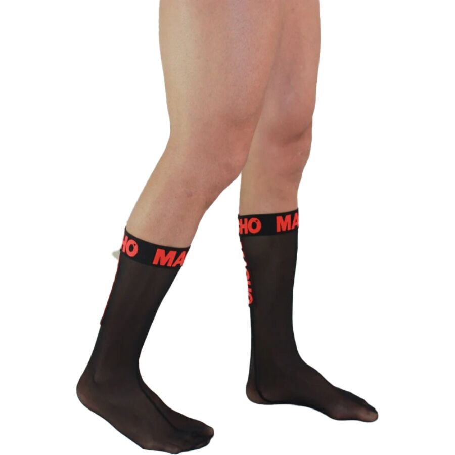 MEN'S - THIN SOCKS BLACK/RED ONE SIZE