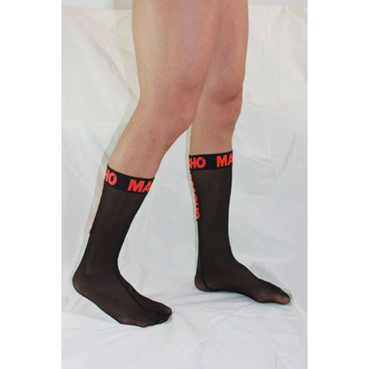 MEN'S - THIN SOCKS BLACK/RED ONE SIZE