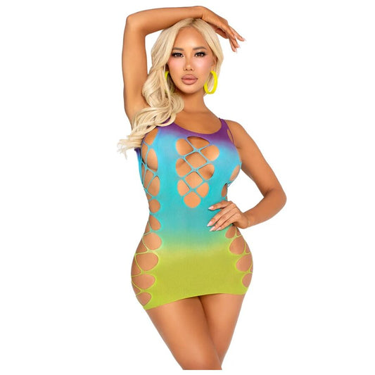 LEG AVENUE - OCEAN SEAMLESS MINI DRESS WITH Slits