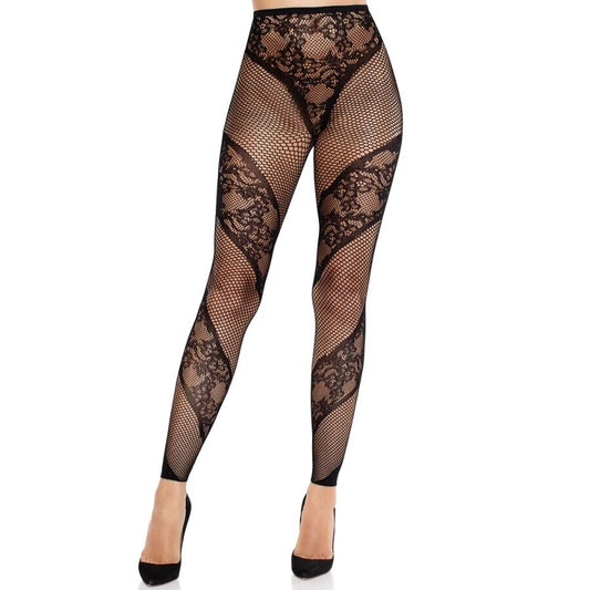 LEG AVENUE - BLACK LACE AND SHEER FOOTWEAR