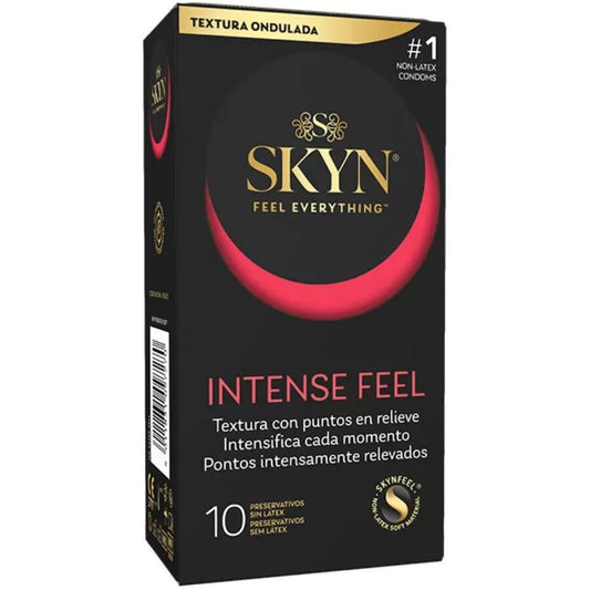 SKYN - PRESERVATIVO INTENSE FEEL TEXTURA CON DISEÑO ONDULADO 10 UNIDADES