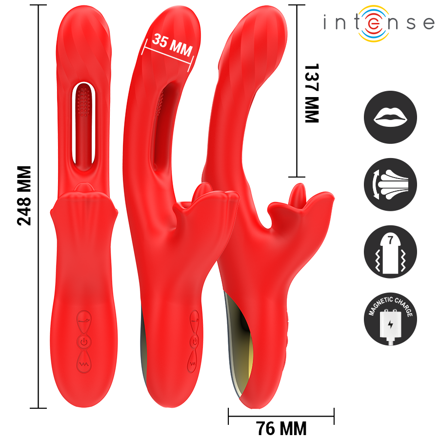 INTENSE - JESSICA MULTIFUNCTION VIBRATOR CLITORAL STIMULATION 24.8 CM RED