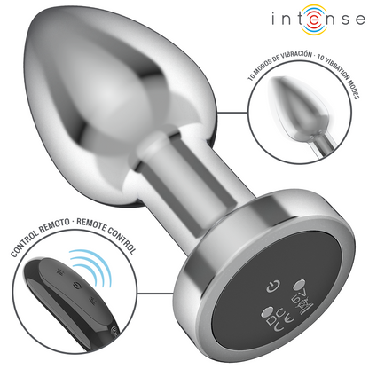 INTENSE - PLUG ANAL 10 VIBRACIONES METAL CON CONTROL REMOTO M